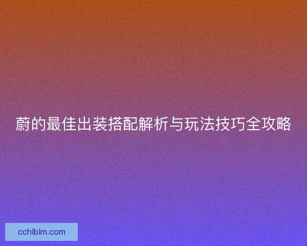 蔚的最佳出装搭配解析与玩法技巧全攻略