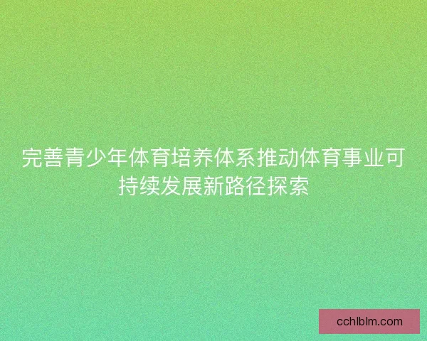 完善青少年体育培养体系推动体育事业可持续发展新路径探索
