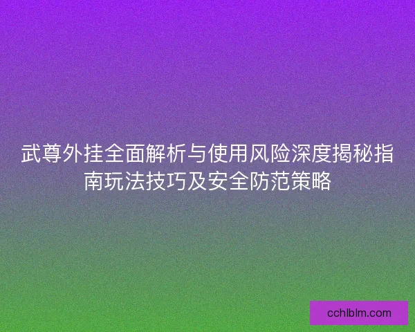 武尊外挂全面解析与使用风险深度揭秘指南玩法技巧及安全防范策略 武尊外挂全面解析与使用风险深度揭秘指南玩法技巧及安全防范策略