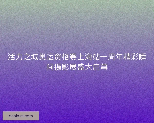活力之城奥运资格赛上海站一周年精彩瞬间摄影展盛大启幕