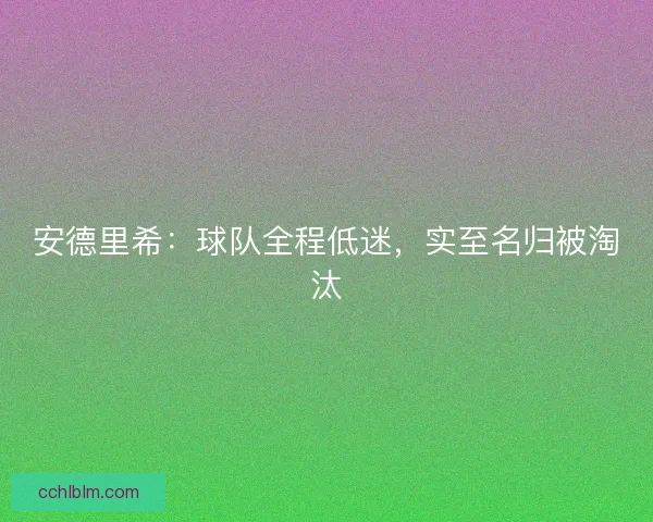 安德里希：球队全程低迷，实至名归被淘汰