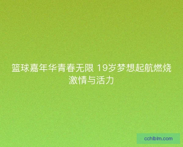 篮球嘉年华青春无限 19岁梦想起航燃烧激情与活力