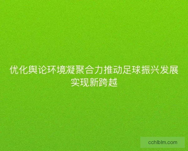 优化舆论环境凝聚合力推动足球振兴发展实现新跨越 优化舆论环境凝聚合力推动足球振兴发展实现新跨越
